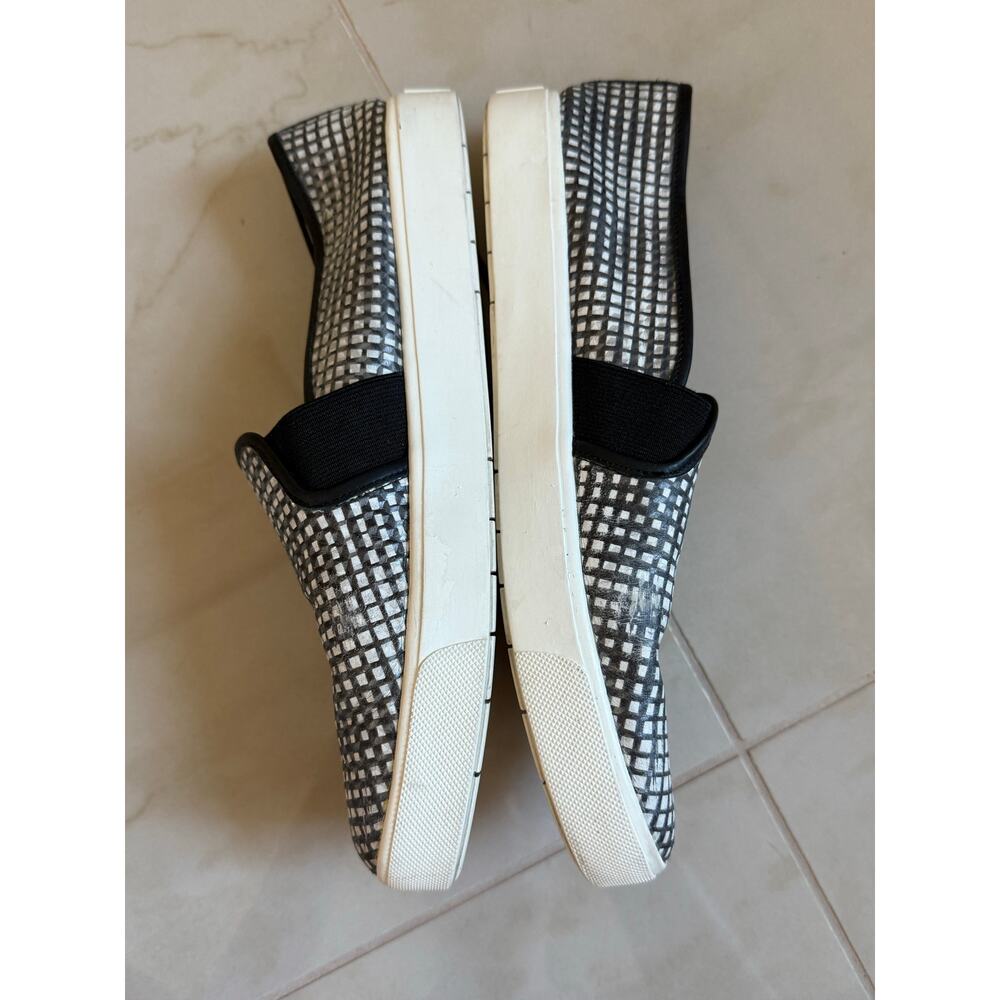VINCE. Blair black white checkered leather slip on skater platform sneaker shoe - Picture 5 of 9